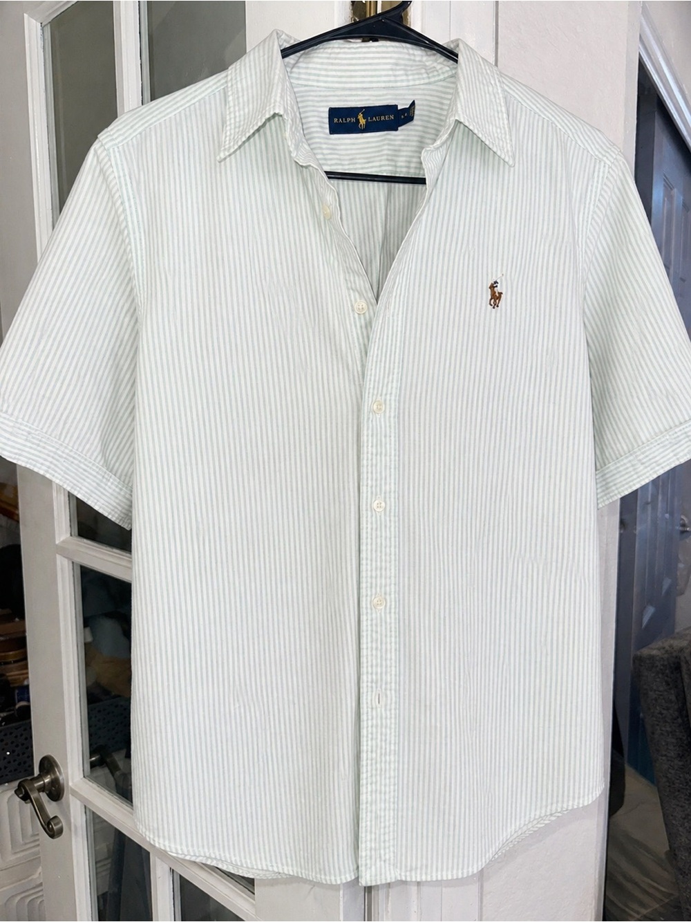 Ralph Lauren women’s  Short-Sleeve Striped Button-Down Shirt - Light blue